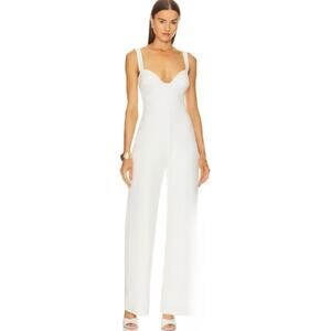 NBD Laila Nookie Romance Jumpsuit in White Metallic NWOT Size Small